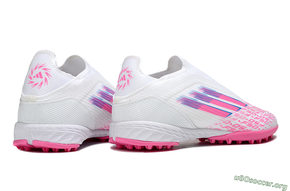 Adidas F50 Elite Laceless TF Football Shoes - White/Neon Pink/Sky Blue 7