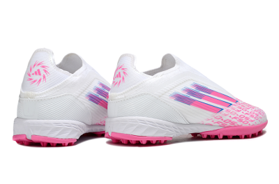 Adidas F50 Elite Laceless TF Football Shoes - White/Neon Pink/Sky Blue