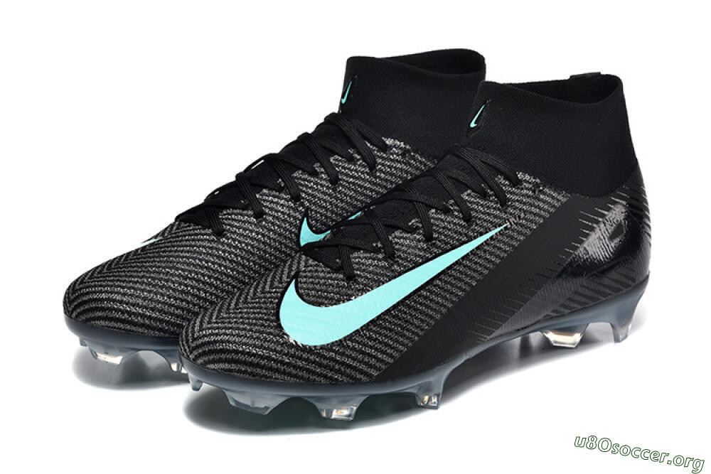 Nike Air Zoom Mercurial Superfly 10 Elite FG Football Boots - Black/Ice Blue/Charcoal Gray 5