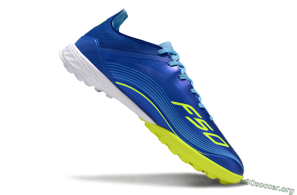 Messi x Adidas F50 Pro TF Football Shoes - Blue/Electric Blue/Lime Green 4