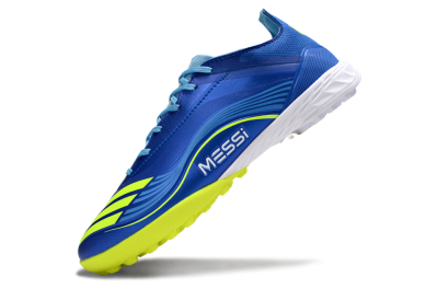Messi x Adidas F50 Pro TF Football Shoes - Blue/Electric Blue/Lime Green