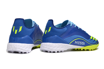 Messi x Adidas F50 Pro TF Football Shoes - Blue/Electric Blue/Lime Green