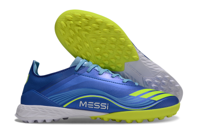 Messi x Adidas F50 Pro TF Football Shoes - Blue/Electric Blue/Lime Green