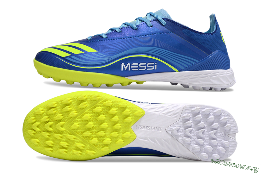 Messi x Adidas F50 Pro TF Football Shoes - Blue/Electric Blue/Lime Green 1