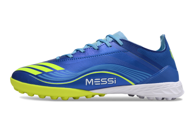 Messi x Adidas F50 Pro TF Football Shoes - Blue/Electric Blue/Lime Green