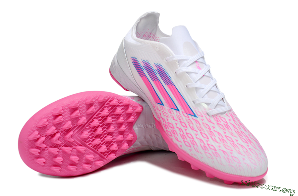 Adidas F50 Elite TF Football Shoes - White/Bright Pink/Light Blue 4
