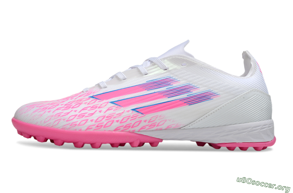 Adidas F50 Elite TF Football Shoes - White/Bright Pink/Light Blue 3