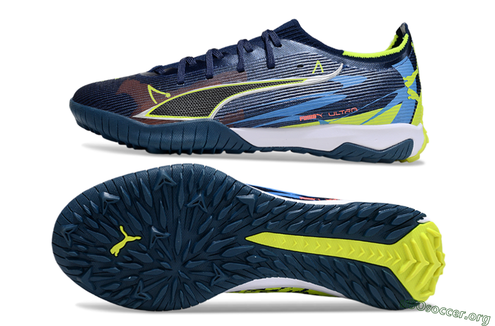 Puma Ultra Ultimate TF Football Shoes - Blue/Neon Green/Orange 1