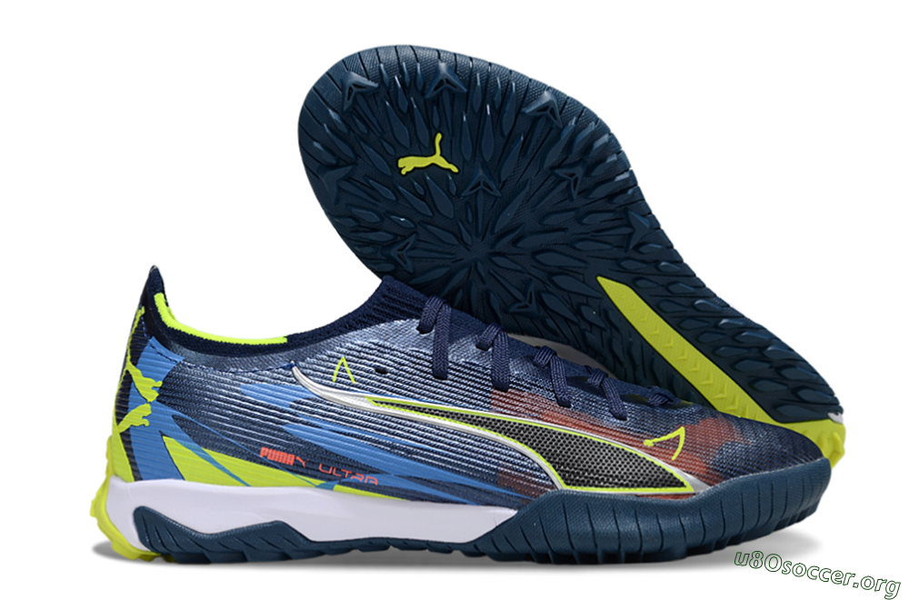 Puma Ultra Ultimate TF Football Shoes - Blue/Neon Green/Orange 2
