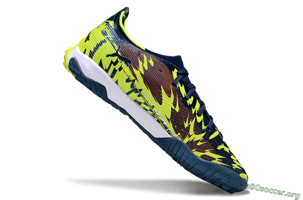 Puma Ultra Ultimate TF Football Shoes - Blue/Neon Green/Orange 4