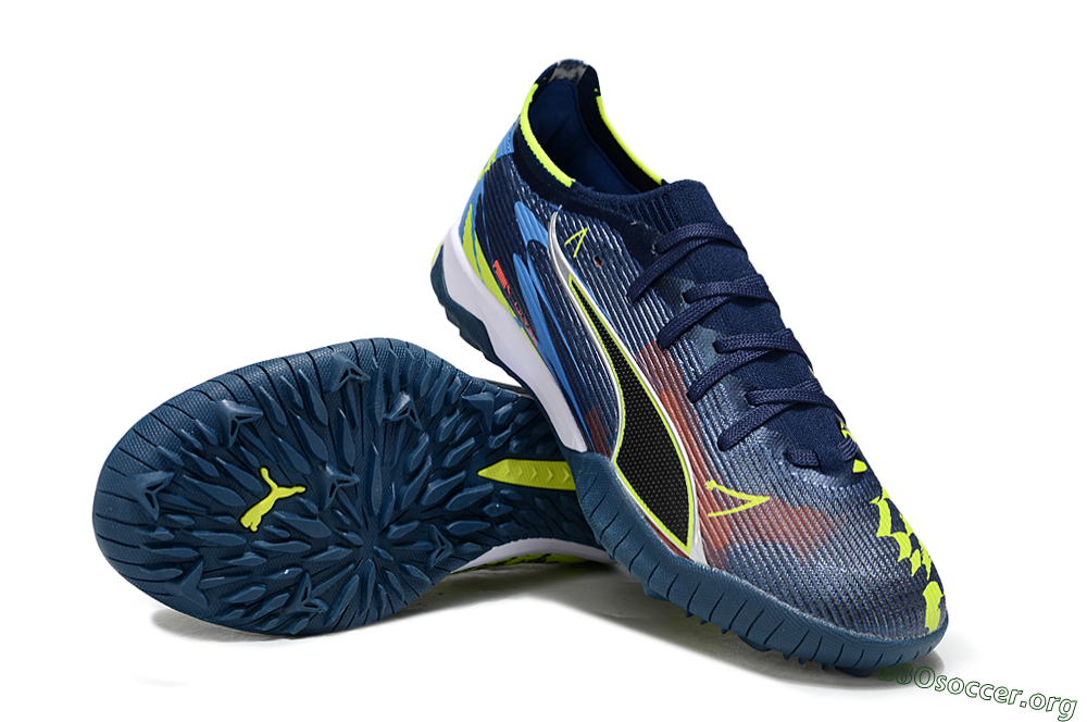 Puma Ultra Ultimate TF Football Shoes - Blue/Neon Green/Orange 0