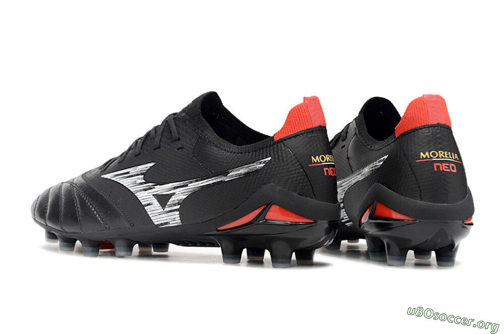 Mizuno Morelia Neo 4 FG Football Boots - Black/Crimson Red/Steel Gray 4