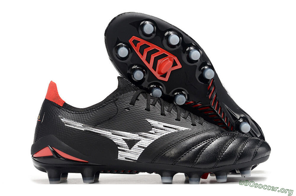 Mizuno Morelia Neo 4 FG Football Boots - Black/Crimson Red/Steel Gray 2