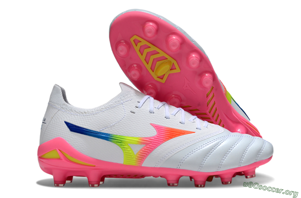 Mizuno Morelia Neo 4 FG Football Boots - White/Vibrant Pink/Neon Yellow 2