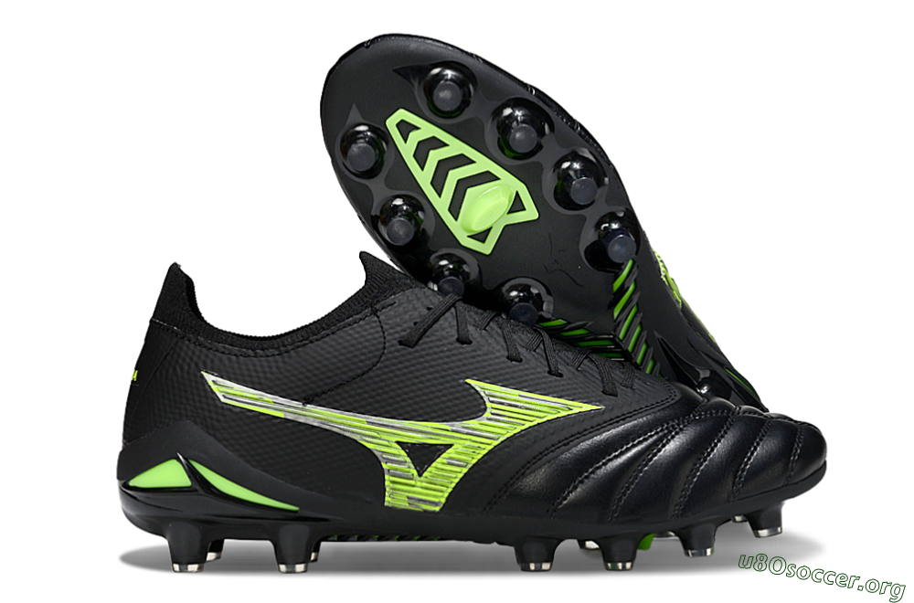 Mizuno Morelia Neo 4 FG Football Boots - Black/Vibrant Green/Neon Yellow 2