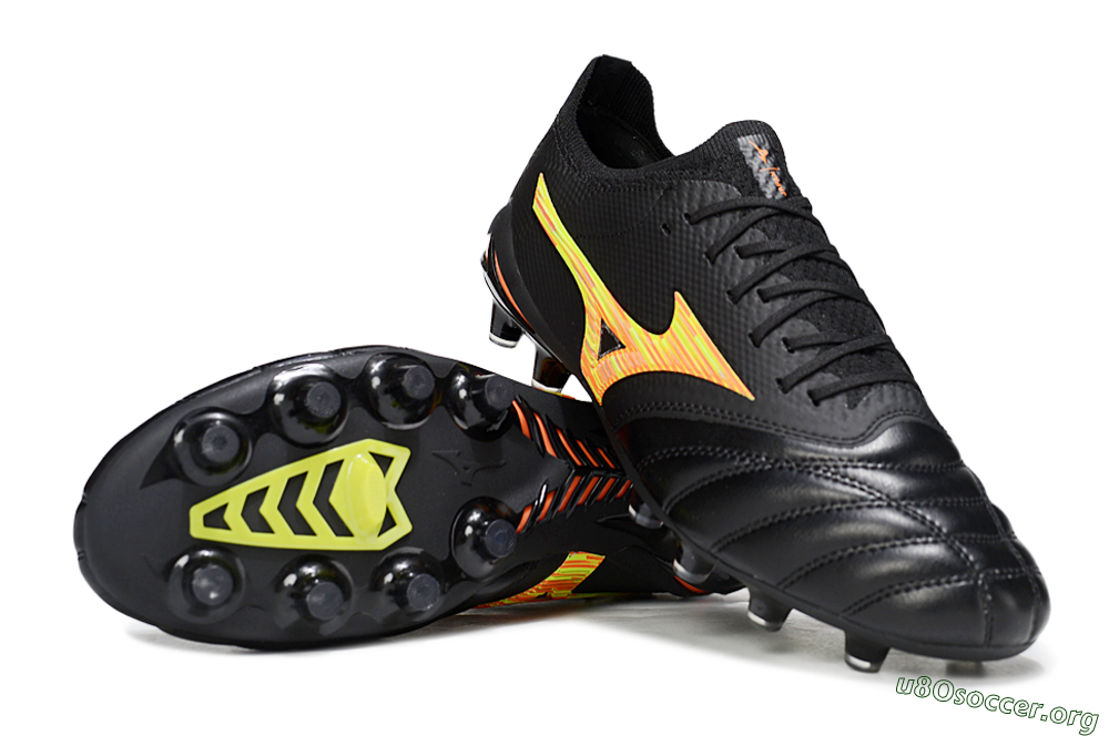 Mizuno Morelia Neo 4 FG Football Boots - Black/Bright Yellow/Fiery Orange 1