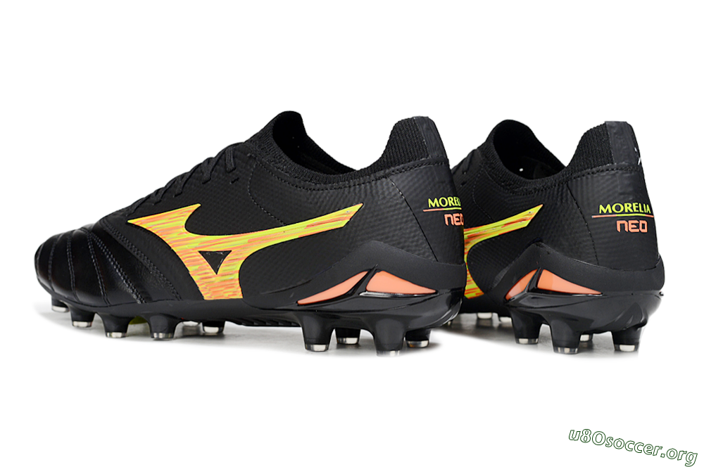 Mizuno Morelia Neo 4 FG Football Boots - Black/Bright Yellow/Fiery Orange 4