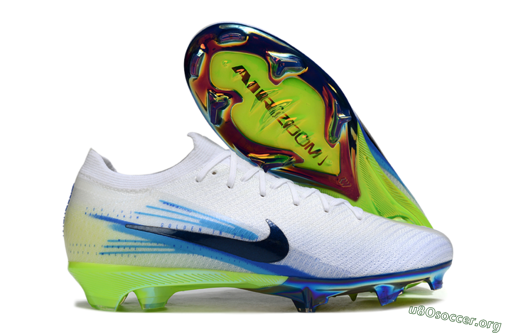 Nike Air Zoom Mercurial Vapor 16 Elite FG Football Boots - White/Electric Green/Deep Blue 2