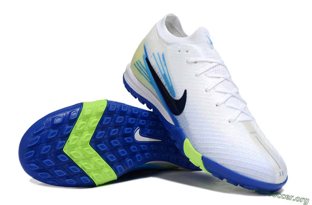 Nike Air Zoom Mercurial Vapor 16 Elite TF Football Shoes - White/Electric Blue/Lime Green 0