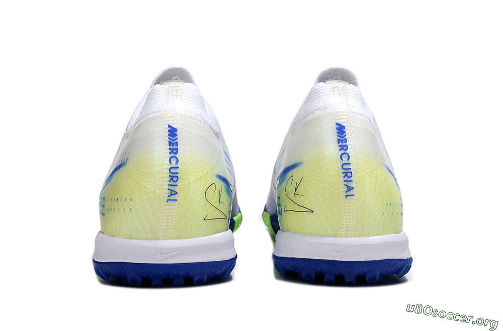 Nike Air Zoom Mercurial Vapor 16 Elite TF Football Shoes - White/Electric Blue/Lime Green 5