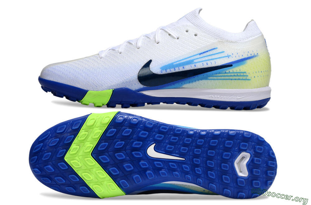 Nike Air Zoom Mercurial Vapor 16 Elite TF Football Shoes - White/Electric Blue/Lime Green 1