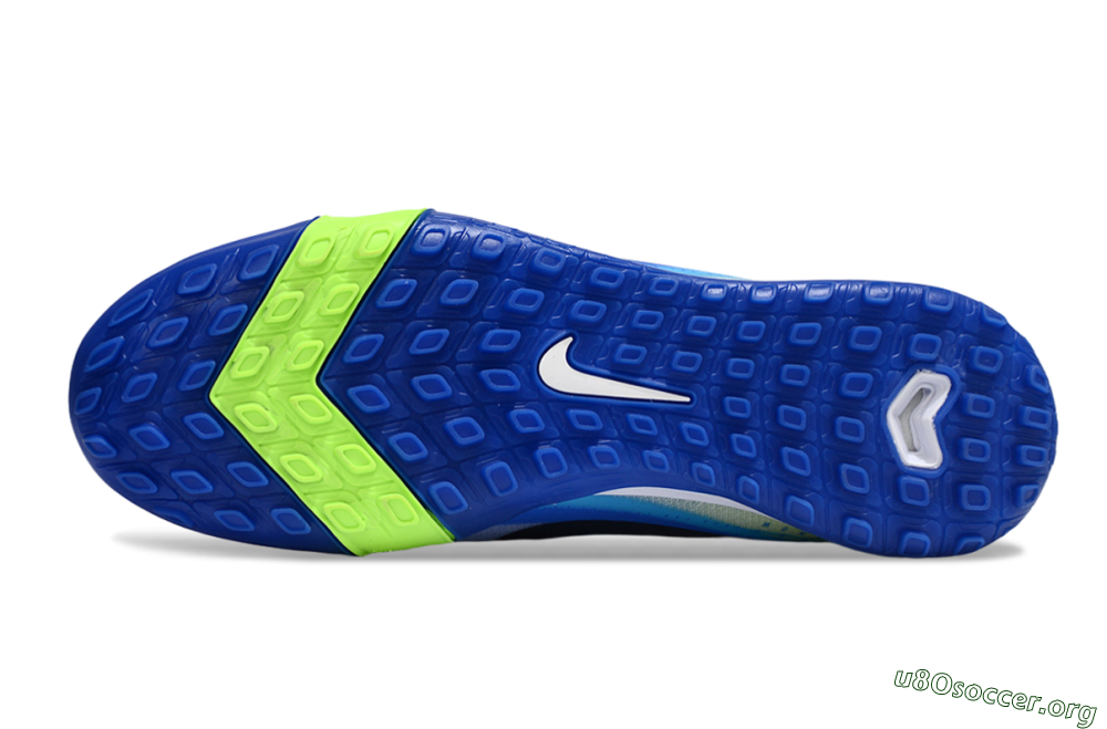 Nike Air Zoom Mercurial Vapor 16 Elite TF Football Shoes - White/Electric Blue/Lime Green 6
