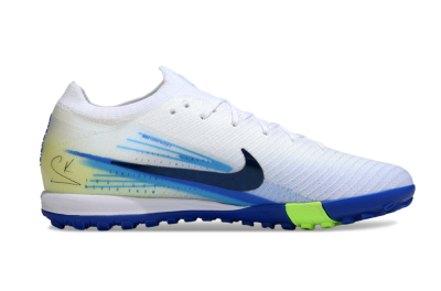 Nike Air Zoom Mercurial Vapor 16 Elite TF Football Shoes - White/Electric Blue/Lime Green
