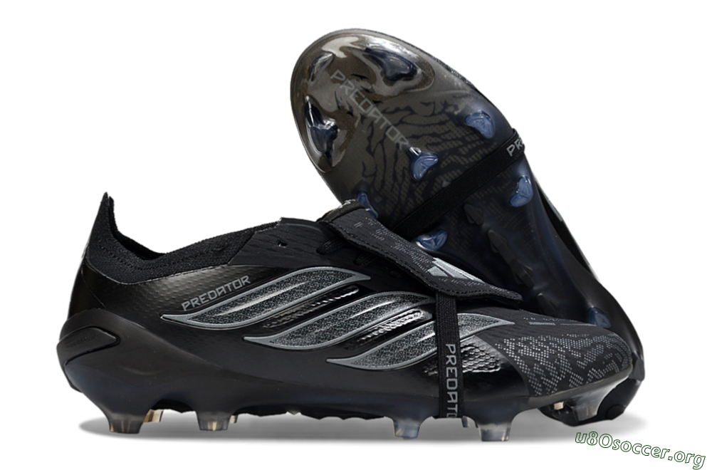 Adidas Predator 26 Elite Fold-Over Tongue FG Football Boots - Black/Dark Shadow/Steel Gray 2