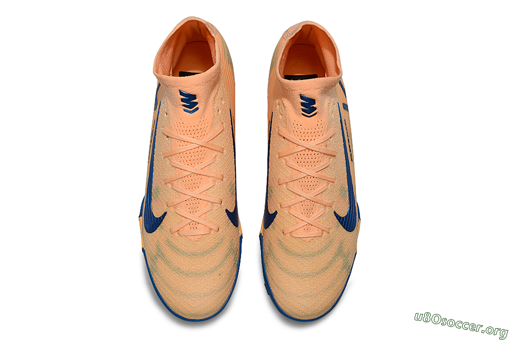 KM x Nike Air Zoom Mercurial Superfly 10 Elite TF Football Shoes - Orange/Tropical Sunrise/Navy Blue 4