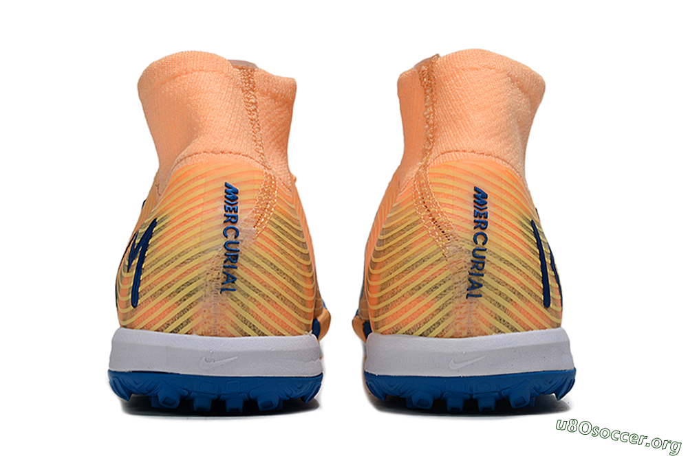 KM x Nike Air Zoom Mercurial Superfly 10 Elite TF Football Shoes - Orange/Tropical Sunrise/Navy Blue 5