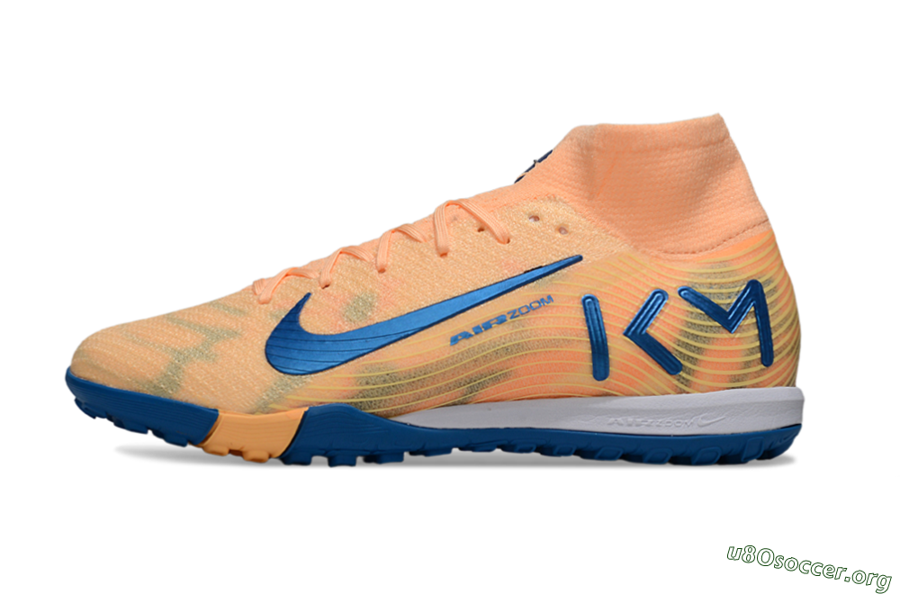KM x Nike Air Zoom Mercurial Superfly 10 Elite TF Football Shoes - Orange/Tropical Sunrise/Navy Blue 3