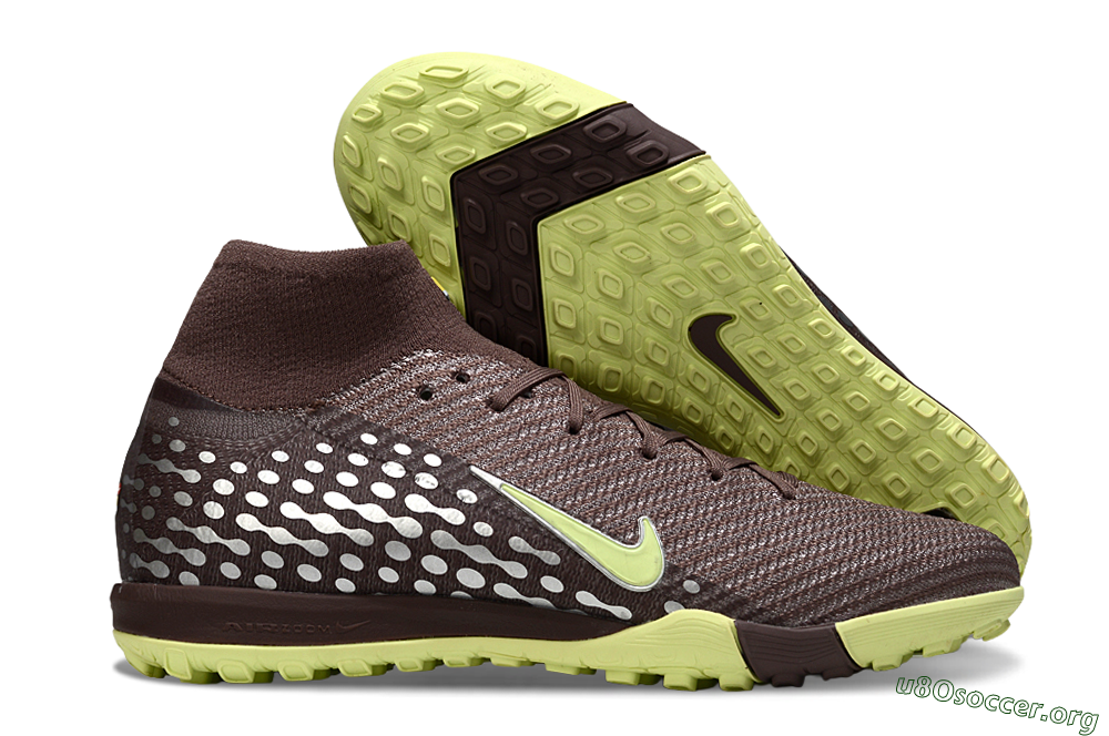Nike Air Zoom Mercurial Superfly 10 Elite TF Football Shoes - Brown/Lime Green/Slate Grey 2