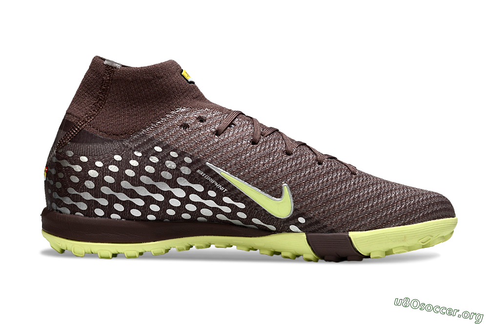 Nike Air Zoom Mercurial Superfly 10 Elite TF Football Shoes - Brown/Lime Green/Slate Grey 7