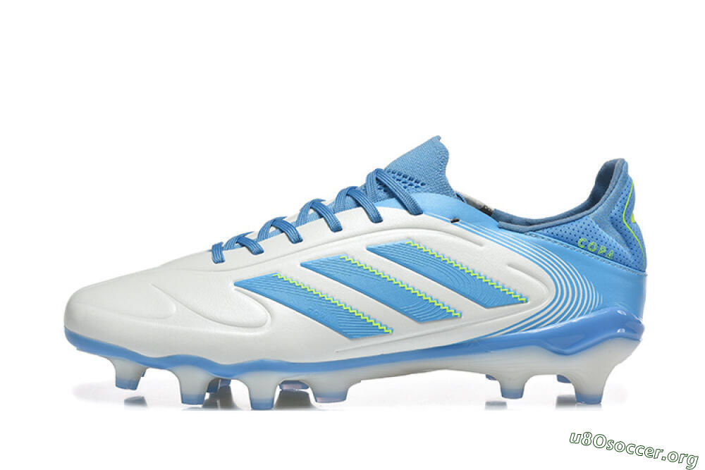 Adidas Copa Pure 2 FG Football Boots - White/Sky Blue/Neon Green 3