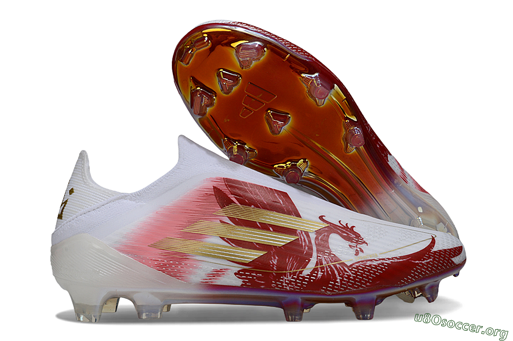Adidas F50 Elite Laceless FG Football Boots - White/Crimson Red/Golden Yellow 2