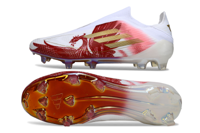 Adidas F50 Elite Laceless FG Football Boots - White/Crimson Red/Golden Yellow