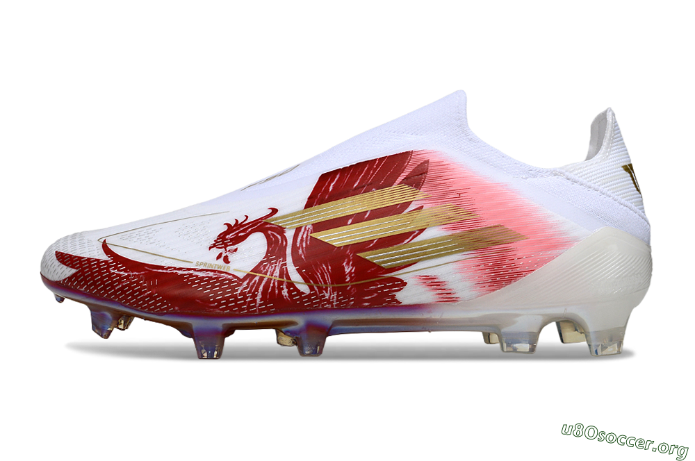 Adidas F50 Elite Laceless FG Football Boots - White/Crimson Red/Golden Yellow 3