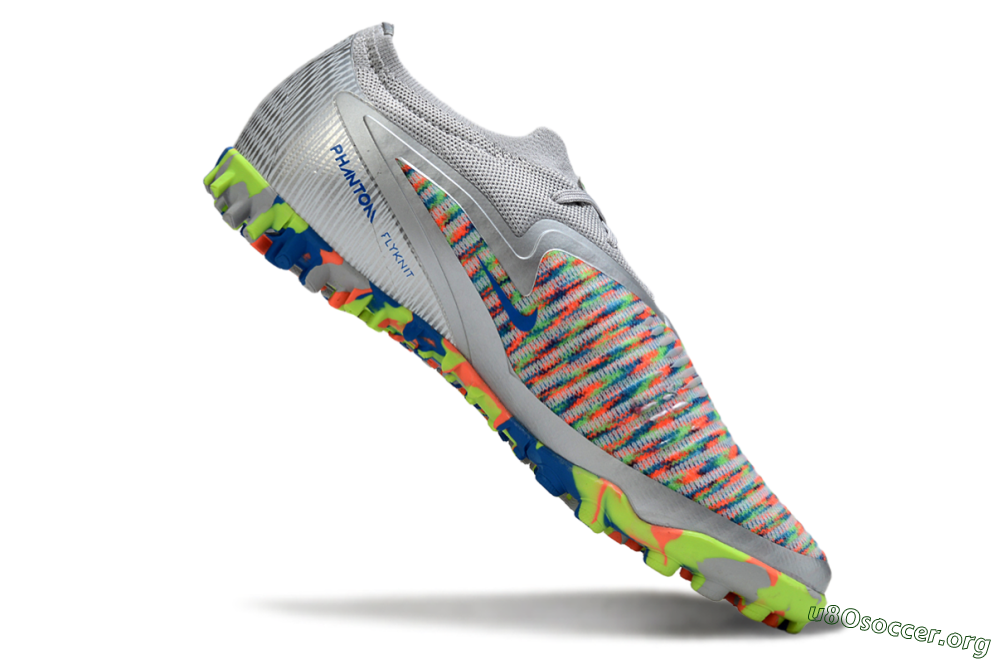 Nike Phantom 6 Low Elite TF Football Shoes - Gray/Neon Orange/Electric Blue 4