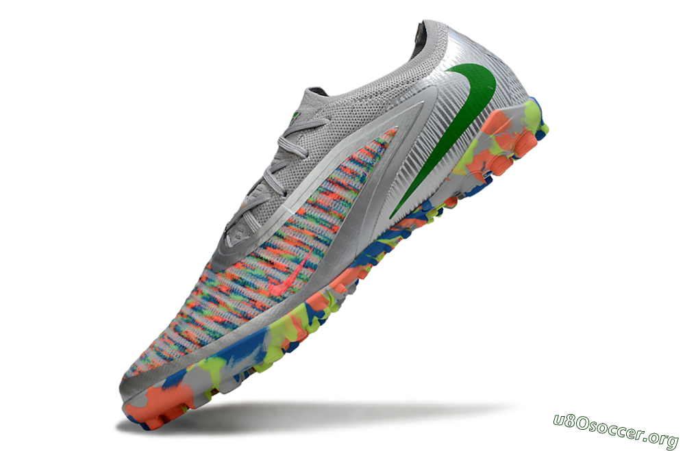 Nike Phantom 6 Low Elite TF Football Shoes - Gray/Neon Orange/Electric Blue 5