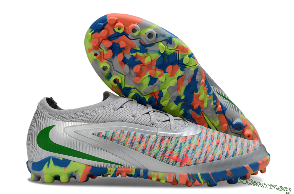 Nike Phantom 6 Low Elite TF Football Shoes - Gray/Neon Orange/Electric Blue 2