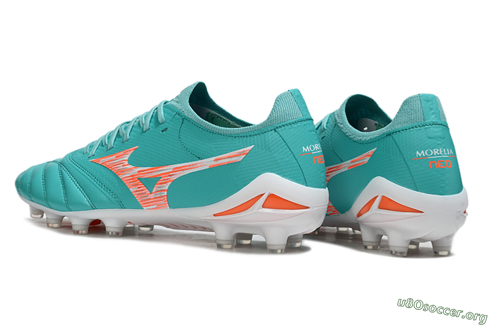 Mizuno Morelia Neo 4 FG Football Boots - Teal/Coral Burst/Sky Blue 4