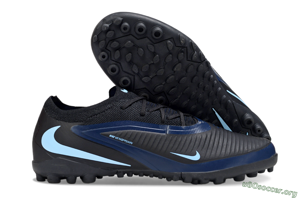 Nike Phantom 6 Low Elite TF Football Shoes - Black/Midnight Blue/Icy Blue 2