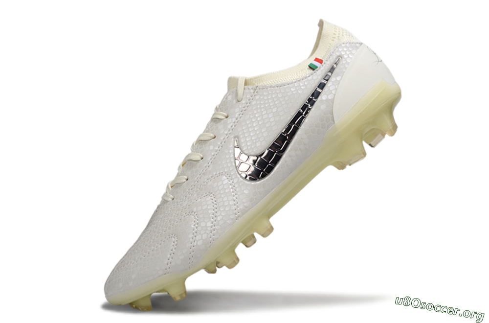 Nike Tiempo Legend 10 Elite FG Football Boots - White/Ivory/Metallic Silver 5
