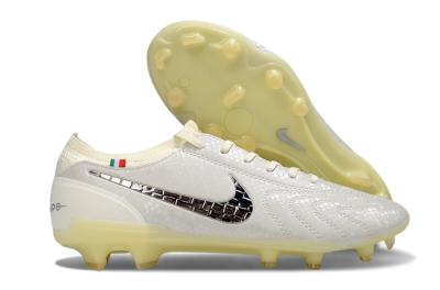 Nike Tiempo Legend 10 Elite FG Football Boots - White/Ivory/Metallic Silver