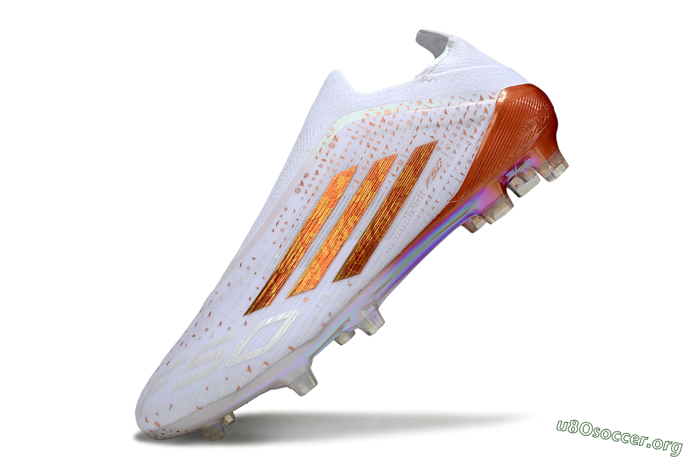 Adidas F50 Pro Laceless FG Football Boots - White/Amber Glow/Rose Gold 4