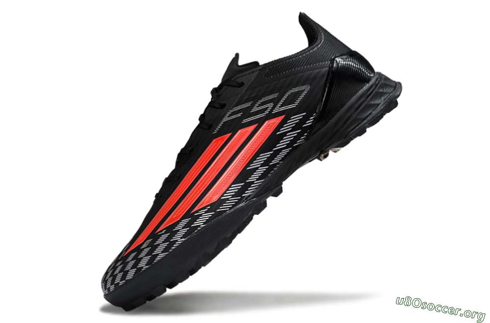 Adidas F50 Pro TF Football Shoes - Black/Fiery Red/Steel Grey 5