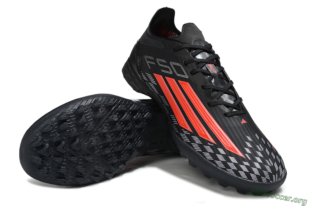 Adidas F50 Pro TF Football Shoes - Black/Fiery Red/Steel Grey 0