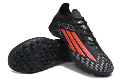 Adidas F50 Pro TF Football Shoes - Black/Fiery Red/Steel Grey