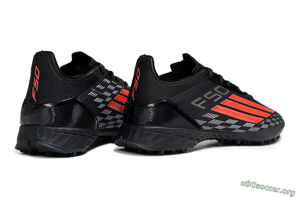 Adidas F50 Pro TF Football Shoes - Black/Fiery Red/Steel Grey 6