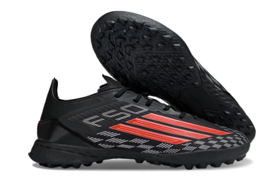 Adidas F50 Pro TF Football Shoes - Black/Fiery Red/Steel Grey
